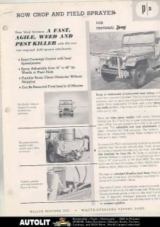 1955 Jeep Optional Accessory Brochure & Price List Row Crop and Field 