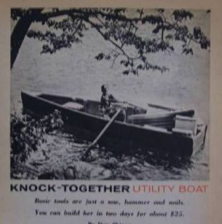14 Utility Boat Row/Outboard 1966 How To PLANS simple Flat Bottom 