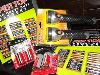 EMERGENCY Starter Kit 30 AA & 30 AAA & 4 D Batteries & 2 Flashlights