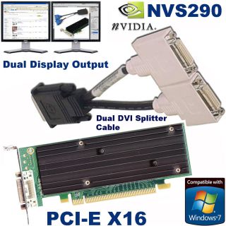   NVS290 PCI E x16 Quadro4 256MB Graphics Card+Dual DVI Splitter Cable