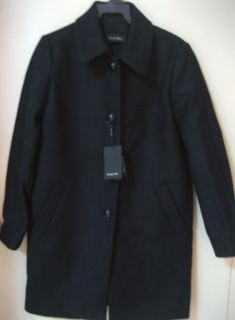 NEW Woman Classic Massimo Dutti Knee Length Black Coat