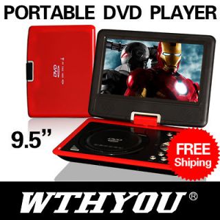RED 9.5 PORTABLE CAR DVD PLAYER USB & SD GAME AV IN & OUT FM TV 