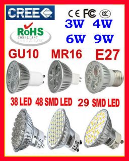   6W 9W GU10 MR16 E27 Energy Saving Spot High Power LED Light Lamp Bulb