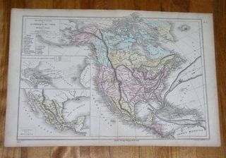1873 MAP OF NORTH AMERICA UNITED STATES USA CANADA ALASKA