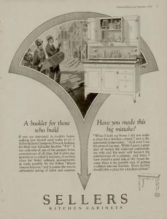 1926 SELLERS KITCHEN CABINETS AD / FOR THOSE WHO BUILD. ELWOOD, IND