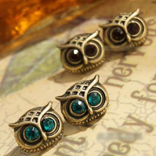 Retro Lovely Style Bronze Big Eyes Owl Ear Pin Stud Earring