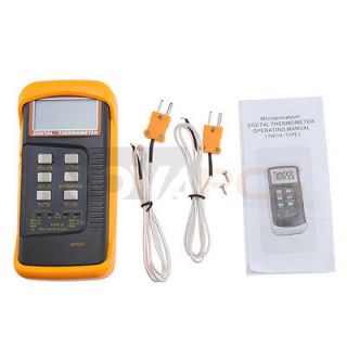 Dual Two Channel 2 K Type Digital Thermometer Thermocouple Sensor 1300 
