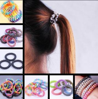   Mix Telephone Wire Cord Head Rope Elastic Lady Rubber Hair band Tie