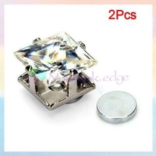   Unisex Square Magnet Magnetic Ear Stud Clip On Earring No Piercing