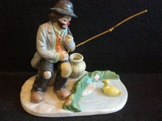 Emmett Kelly Jr.  CLOWN figurine FISHING POLE DUCK & POND HOBO FLAMBRO