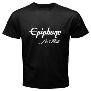 New EPIPHONE Les Paul Guitar Logo Music Mens Black T Shirt Size S M L 