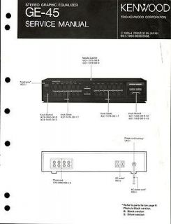Original Kenwood GE 45 Equalizer Service Manual