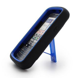 Black with Blue Stand Duo Layer Armor Case for Boost Mobile Motorola 