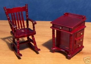 12, dolls house Miniature furniture Davenport Desk & Rocker Rocking 