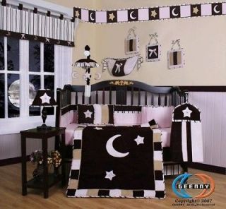 Newly listed Boutique Brown Pink Star & Moon 13 PCS CRIB BEDDING SET