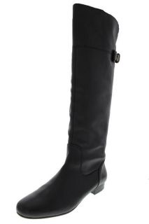 Coach NEW Benita Black Calf Leather Belted Flat Knee High Riding Boots 