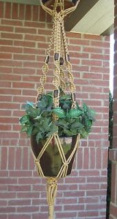 DOUBLE Macrame Plant Hanger TAN with large oval Beads 66” Great Gift 
