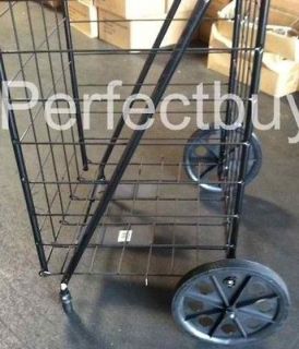 Jumbo Folding Shopping Cart 2 wheel Cart easy to pull. (Black) Holds 