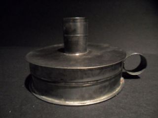 Reproduction 19th C Antique Tin Candle Holder Tinder Box Camping 