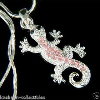 Swarovski Pink REPTILE ~Lizard~~ iguana Gecko exotic pets Pendant 