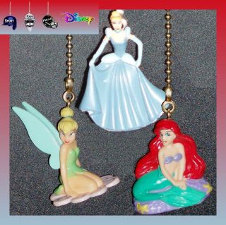 DISNEY TINKER BELL/CINDERELL​A/ARIEL 2 FIGURES FAN PULLS