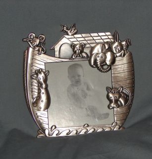 Noahs Ark 5x5 Pewter Standing Picture Frame with Glass Face.
