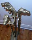 METALCRAFT BRASS Set on Stand 4 Pc FIREPLACE FIRE TOOLS Horse Head