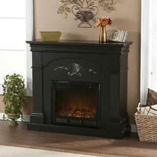Salerno ELECTRIC Fireplace BLACK Remote Portable Wall TV Stand HOLLY 