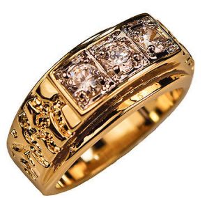 STONE 1.35 carat cz NUGGET MENS RING 18K yellow gold overlay size 10