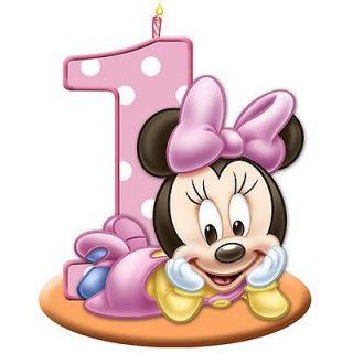 MINNIE MOUSE 1st BIRTHDAY party CANDLE 4 CAKE cupcake FIRST pink 