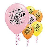 Minnie Mouse 1st Birthday Party Balloons 6ct