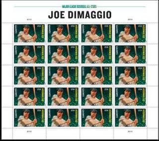 Major League Baseball All Stars Joe DiMaggio Forever Stamps Sheet of 