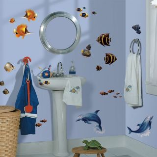   TROPICAL FISH WALL DECALS Dolphins Stickers Beach Home Ocean Sea Decor