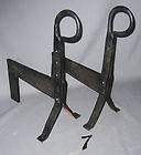   Industrial Forged Wrought Iron & Riveted  High Fireplace Andirons