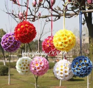 Multicolor Silk Daisy Flower Ball Gerbera Flower Wedding Party Kissing 