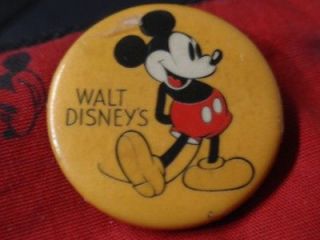   Collectible Disney Orange Button Pinback WALT DISNEYS Mickey Mouse