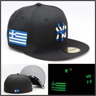 New Era New York Yankees Custom Fitted Country Flag Hat Greece Glow In 