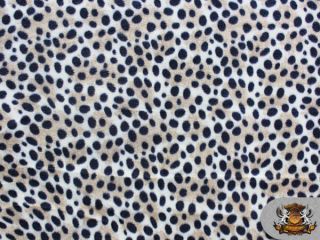 Fleece Fabric Printed Animal Print Dalmatian Tan Black Sold by the 
