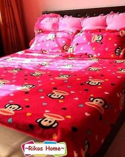   Unique Paul Frank Bed Woolen Blanket Flannel Size 72x80 RED RARE + FS