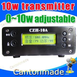 CZH 10A 10W PLL FM radio broadcast transmitter+1/2 wave DIPOLE antenna 