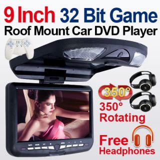 AUTO 9 Flip Down Overhead Car DVD Player Roof Mount+IR