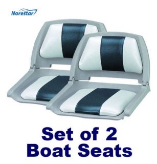 New Set of 2, Molded Fold Down Boat Seats/Fishing Seats, Grey