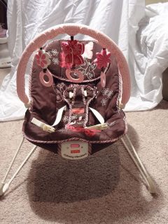 Fisher Price Comfy Time Bouncer Mocha Butterfly EUC