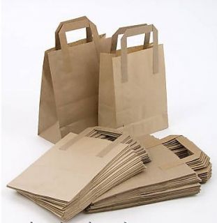 25 Brown SOS Paper Food Carrier Bags Medium 10.5x9x4.5