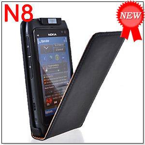 COW SKIN LEATHER FLIP POUCH CASE COVER + SCREEN PROTECTOR FOR NOKIA N8 