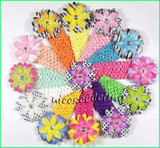 12+12 Baby Girl Lily Hair Flower Clips Headbands Bow Crystal Party 