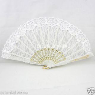   Gold Lace Transparent Spanish Wedding Party Hand Fan Beautiful