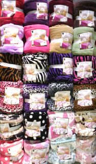 Queen/King Soft Fleece Blanket Throw Zebra/Cheetah/​Leopard/Solid 