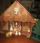 VTG PAPER MACHE FONTANINI ITALY NATIVITY LIGHTED STABLE
