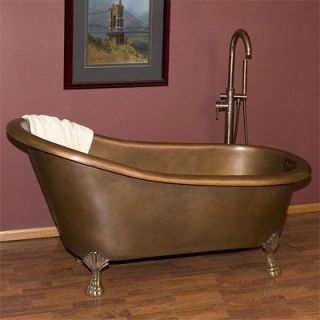 55 Slipper Clawfoot Tub   Rolled Rim   Antique Copper